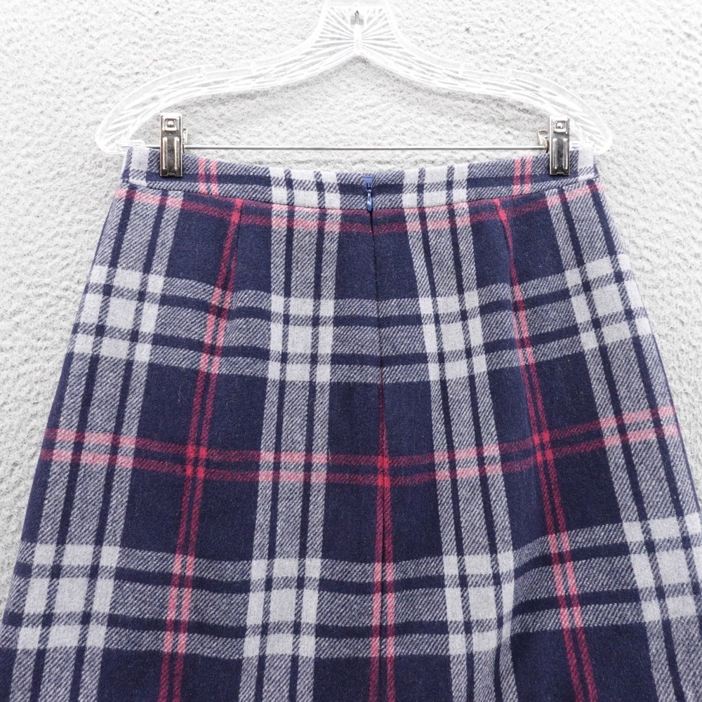 J Crew Mercantile Plaid Wool Blend Mini Skirt Size 4 Navy Blue Ruffle Lined - Picture 4 of 15